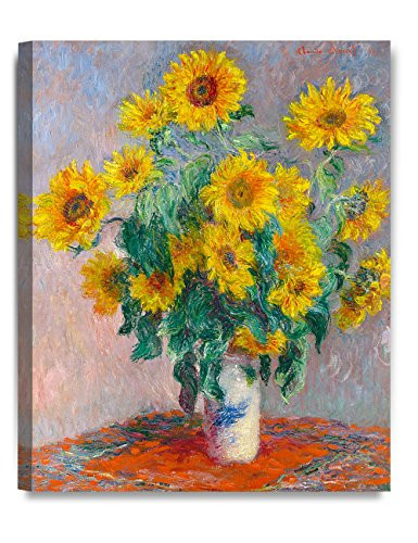 DECORARTS - Monet Sunflowers, Claude Monet Art Reproduction. Giclee Canvas Prints Wall Art for Home Decor 20x16
