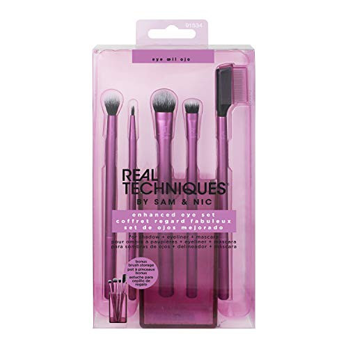 Real Techniques Enhanced Eye Set, Eyeshadow & Eyeliner Makeup Brush Kit for Every Look