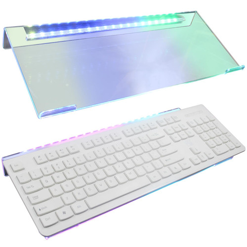 Cityjoy RGB Acrylic Computer Keyboard Stand, LED Backlit Keyboard Stand Tray, Gaming Keyboard USB Interface Titled Keyboard Stand for Easy Ergonomic Typing and Working Office Desk, Home, School