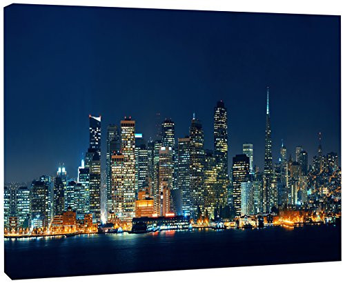 Designart PT10039-20-12 San Francisco Skyline at Night-Cityscape Canvas print-20x12, 12" H x 20" W x 1" D 1P