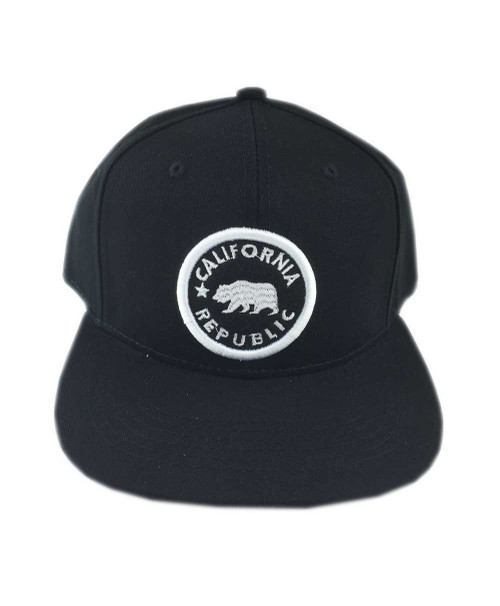 Aesthetinc 3D Embroidered California CA Republic Cali Bear Flat Bill Snapback Cap Hat Visor Hip Hop Sport (Black)
