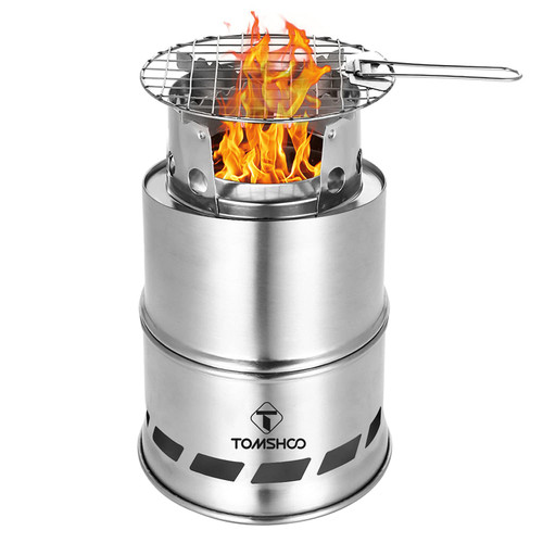 TOMSHOO Portable Folding Windproof Wood Burning Stove Compact Stainless Steel Alcohol Stove Outdoor Camping Hiking Backpacking Picnic BBQ TOMSHOO Portable Folding Windproof Wood Burning Stove Compact Stainless Steel Alcohol Stove Outdoor Camping Hiking Backpacking Picnic BBQ