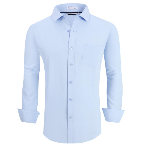 Alex Vando Mens Dress Shirt Wrinkle Free Regular Fit 4-Way Stretch Button Down Shirts,Solid Blue,XXL Alex Vando Mens Dress Shirt Wrinkle Free Regular Fit 4-Way Stretch Button Down Shirts,Solid Blue,XXL
