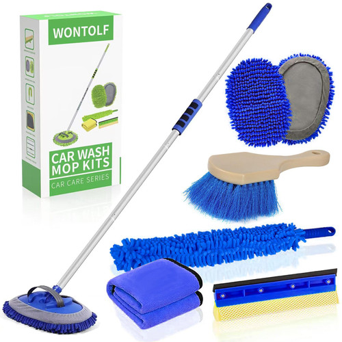 Wontolf 62'' Car Wash Brush with Long Handle Chenille Microfiber Car Wash Mop Mitt Car Cleaning Kit Windshield Window Squeegee Car Duster Microfiber Towels Wheel Tire Brush for Cars RV Truck Boat Wontolf 62'' Car Wash Brush with Long Handle Chenille Microfiber Car Wash Mop Mitt Car Cleaning Kit Windshield Window Squeegee Car Duster Microfiber Towels Wheel Tire Brush for Cars RV Truck Boat
