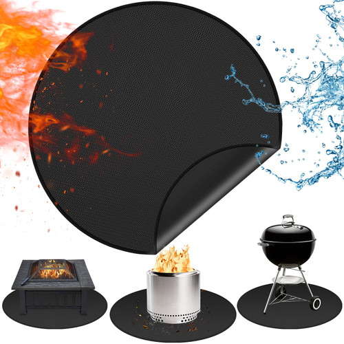 TOHONFOO 47in Fire Pit Mat for Solo Stove Bonfire Wood Burning, Fireproof Mat for Solo Stove, 3-Layer Esay to Clean Under Grill Mats for Outdoor Grill to Protect the Deck, Patio, Pavers