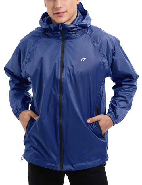 Men's Waterproof Hooded Rain Jacket Running Cycling Hiking Gear Windbreaker Lightweight Packable Raincoat(Navy,S) Men's Waterproof Hooded Rain Jacket Running Cycling Hiking Gear Windbreaker Lightweight Packable Raincoat(Navy,S)