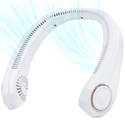 Portable Neck Fans, Hands Free Personal Fan, 4000 mAh Battery Operated Wearable Bladeless Neck Fan, Rechargeable, Leafless, Headphone Design, 3 Speeds