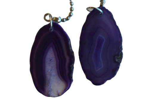 Set of 2 Purple Sliced Agate Fan Pull, Stone Light Pull, 2 Ceiling Fan Pulls, Agate, Light Pull Chain, Purple Agate,
