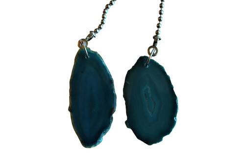 Set of 2 Turquoise Sliced Agate Fan Pull, Stone Light Pull, 2 Ceiling Fan Pulls, Agate, Light Pull Chain, Agate,