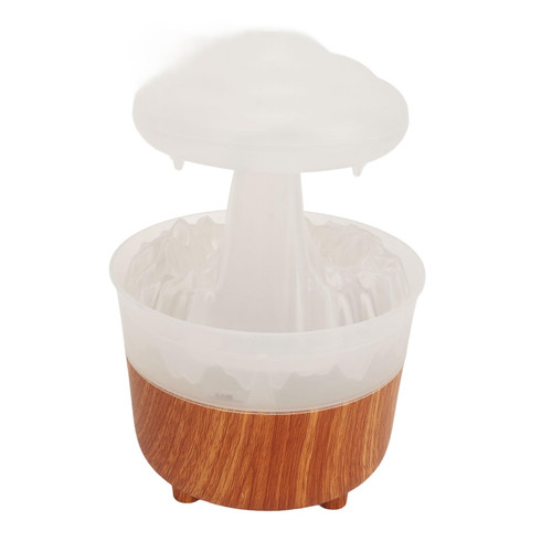 Aromatherapy Humidifier, Remote Control Essential Oil Humidifier US Plug 100?240V Ambient Light ABS Timer Function for Bedroom (Wood Grain White)
