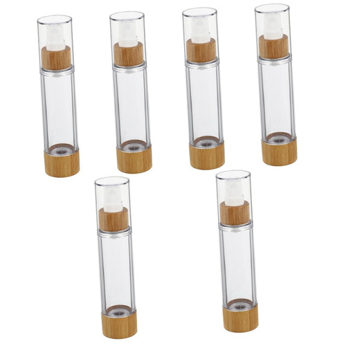 FRCOLOR 6 pcs bamboo spray bottle hand soap dispenser terrarium containers clear container glass dispenser cosmetics Airless Vacuum Bottle mini travel Quantitative pump abs