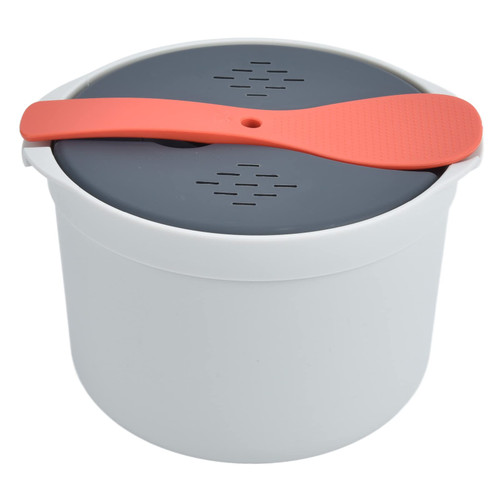 CHICIRIS Kitchen Cookware, Microwave Rice Cooker, 2L Food Grade PP Material Rice Spoon Lid Strainer Steaming Pot Rice Cooker Set (Orange)