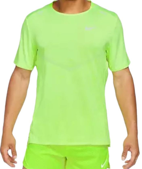 Nike Rise 365 Men's Short Sleeve Running Top (as1, Alpha, m, Regular, Regular, Volt/Heather)