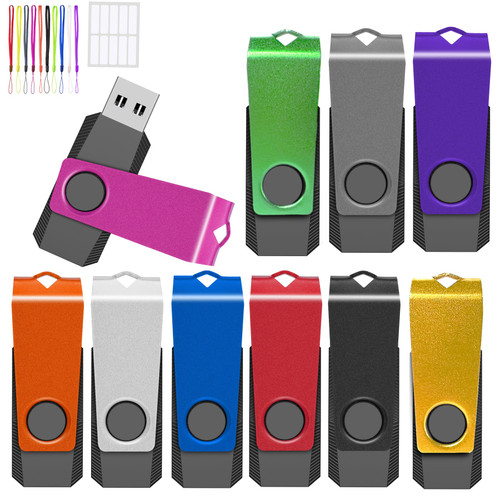 Thumb Drive AGECASH Bulk 20Pack 256MB USB Flash Drive, USB 2.0 Flash Drive Pack of 20, Swivel Pen Drive USB Memory Stick Memoria USB Key Zip Jump Drives with Lanyards & Lables (Not 256GB, Mixcolor)