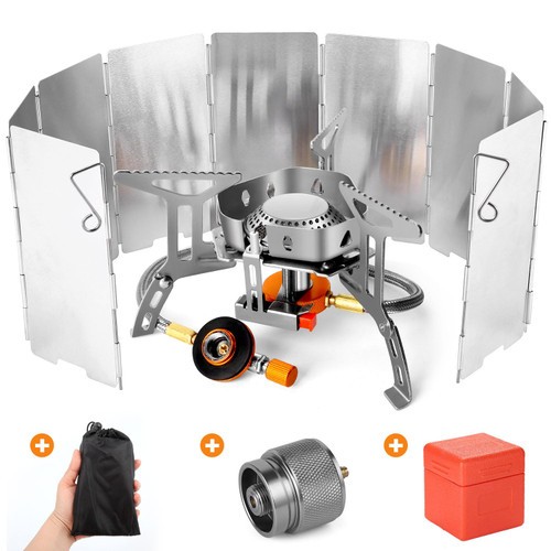 Odoland 3500W Windproof Camp Stove Camping Gas Stove with Windscreen, Fuel Canister Adapter, Piezo Ignition, Carry Case, Portable Collapsible Stove Burner for Outdoor Backpacking Hiking and Picnic Odoland 3500W Windproof Camp Stove Camping Gas Stove with Windscreen, Fuel Canister Adapter, Piezo Ignition, Carry Case, Portable Collapsible Stove Burner for Outdoor Backpacking Hiking and Picnic