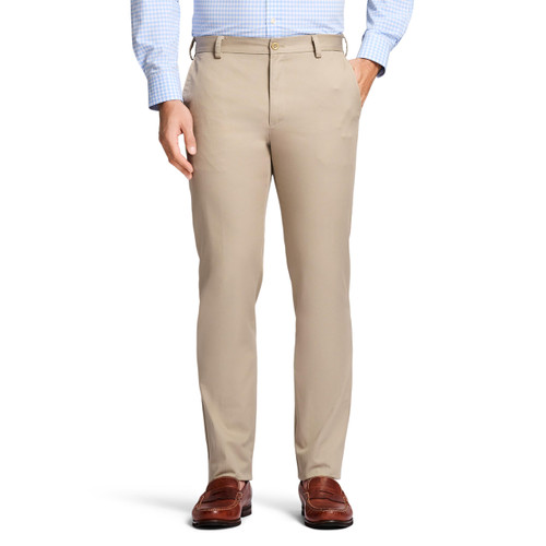 IZOD Men's American Chino Flat-Front Straight-Fit Pants, Khaki, 33W x 32L