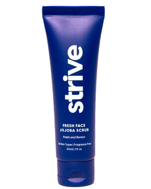 Strive - Fresh Face Jojoba Scrub - Mens Face Scrub, Fragrance Free, Smooth, Clear Skin, Refreshing with Aloe Vera, Centella Asiatica, Hyaluronic Acid & Niacinamide - For All Skin Types - 30 ML