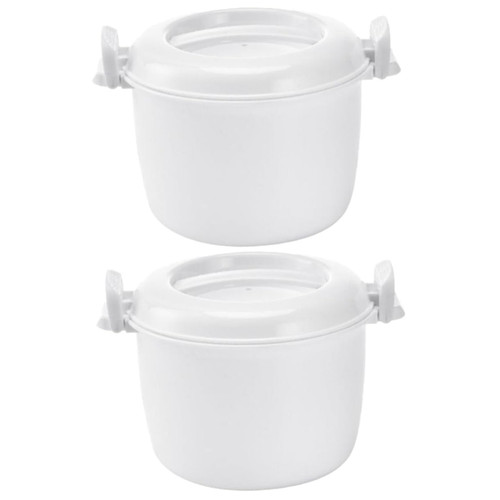 2pcs Cookware for Microwave Oven Microwave Cooker White Insulation Rice Cooker re-usable