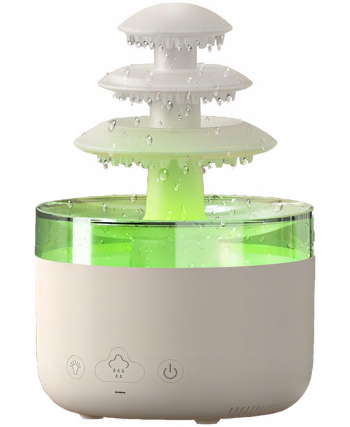 500ml Rain Cloud Humidifier Water Drip, 4 in 1 Rain Cloud Aromatherapy Diffusers with Remote Control?Rain Drop Humidifier, 7 Colors Mushroom Aromatherapy Essential Oil Diffuser (White)