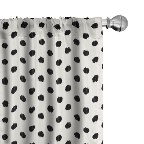 Ambesonne Geometric Curtains, Old Fashion Large Polka Dots Spots with Modern Digital Effects Minimalist Design, Window Treatments 2 Panel Set for Living Room, Pair of - 28" x 95", White and Charcoal