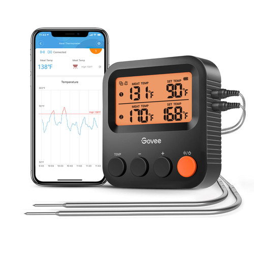 Govee Bluetooth Meat Thermometer, 230ft Range Wireless Grill Thermometer Remote Monitor with Temperature Probe Digital Grilling Thermometer with Smart Alerts for Smoker Cooking BBQ Kitchen Oven Govee Bluetooth Meat Thermometer, 230ft Range Wireless Grill Thermometer Remote Monitor with Temperature Probe Digital Grilling Thermometer with Smart Alerts for Smoker Cooking BBQ Kitchen Oven