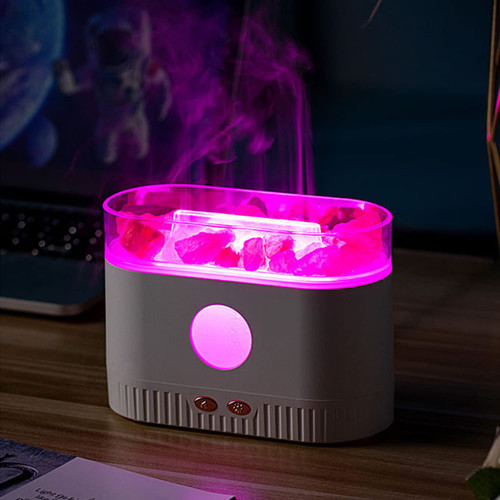 YALEDI Aromatherapy Crystal Salt Diffuser, Ultrasonic Essential Oil Diffuser, 200ml Cool Mist Humidifier for Bedroom, Nursery, Office, Himalayan Salt Lamp, Auto Shut-Off, Ambient Night Light (White)