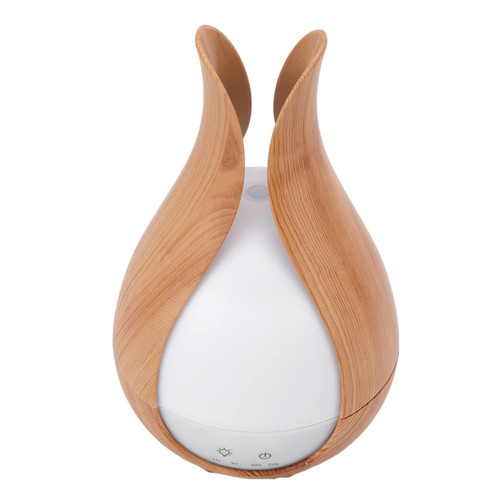 Miokycl 200ml Wood Grain Humidifier 8W 24V Automatically Shut Down Silent Aromatherapy Diffuser with 7 LED Color Lights 100?240V (US Plug)