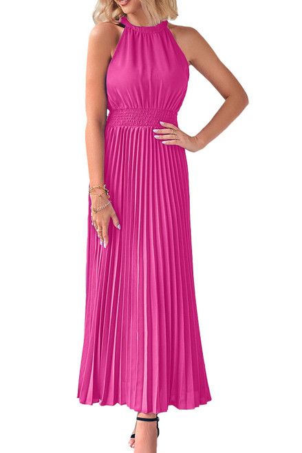 PRETTYGARDEN Women's Long Sun Dresses Sleeveless Halter Neck Flowy Pleated Maxi Cocktail Party Dresss (Rose Red,Small) PRETTYGARDEN Women's Long Sun Dresses Sleeveless Halter Neck Flowy Pleated Maxi Cocktail Party Dresss (Rose Red,Small)