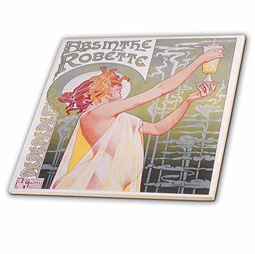 3dRose ct_149289_4 Vintage Absinthe Robette French Wine Advertising Poster Ceramic Tile, 12-Inch