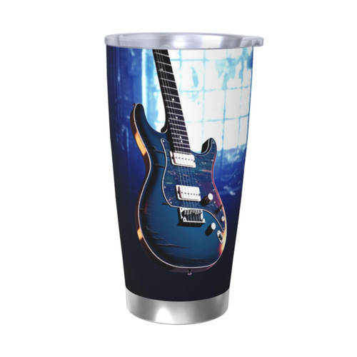 VTCTOASY 20 Oz Stainless Steel Tumbler Vacuum Insulated Tumblers with Lid Blue Guitar Coffee Mug for Travel Double Wall Coffee Mug Without Straw
