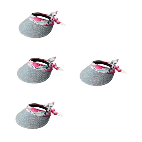 CALLARON 4pcs Has Hats Visor for Women Wide Brim Visor Hat for Women Empty Hat Large Visor Womens Beach Hat Adult Sun Hat Empty Top Hat Sun Visor Hat Skullcap Fiber Summer Vacation