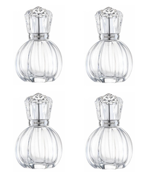 50ML Glass Perfume Bottles Empty Clear Crystal Spray Perfume Bottles with Siver Top Pumpkin Refillable Portable Refillable Reusable Perfume Atomizer Vials Refillable Cosmetic Containers for Perfume Essential Oils Liquids,4 Pack