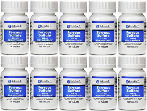 Ferrous Sulfate Iron 325 mg Generic for Feosol 100 Tablets PACK of 10