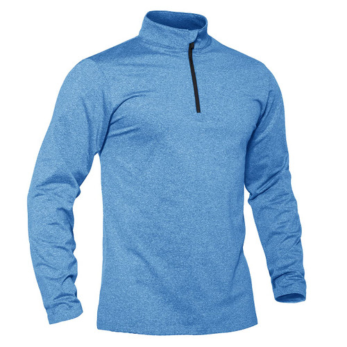 TACVASEN Men's Quarter-Zip Pullover Running Performance Shirts Long Sleeves Fleece Pullover Gym Workout Shirts Tops Sky Blue, L