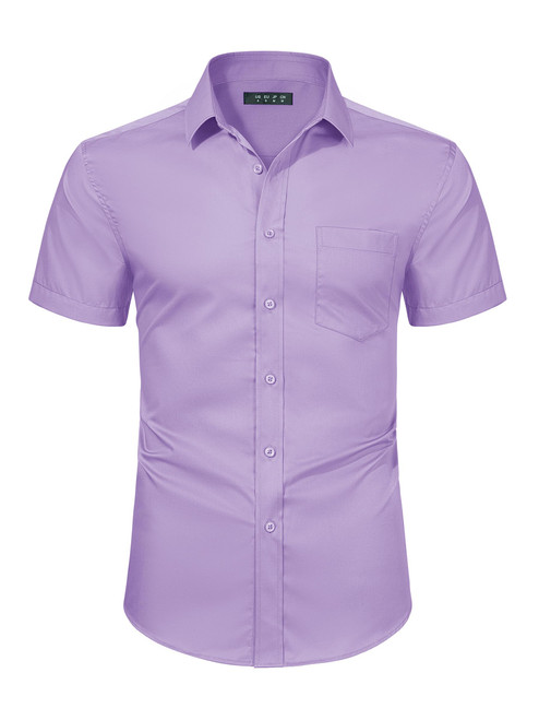 TACVASEN Men's Button Down Shirts Wrinkle Free Men Dress Shirts Purple Button Up Shirts for Men Dress Shirts for Men Regular Fit