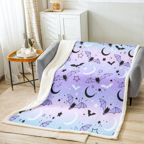 Halloween Plush Blanket Rainbow Fleece Throw Blanket for Boys Girls Children Bat Moon Star Print Sherpa Blanket Halloween Theme Purple Gradient Style Room Decor 40"x50" Fuzzy Blanket Halloween Plush Blanket Rainbow Fleece Throw Blanket for Boys Girls Children Bat Moon Star Print Sherpa Blanket Halloween Theme Purple Gradient Style Room Decor 40"x50" Fuzzy Blanket