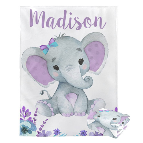 Personalized Baby Blankets for Girls with Name Custom Baby Blanket for Girls Baby Girl Stuff for Newborn - Purple Elephant Blanket (30x40in) Personalized Baby Blankets for Girls with Name Custom Baby Blanket for Girls Baby Girl Stuff for Newborn - Purple Elephant Blanket (30x40in)