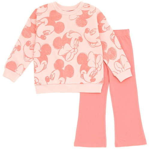 Disney Mickey Mouse Minnie Mouse Little Girls FleeceSweatshirt and Flare Leggings Outfit Set Pink 7-8