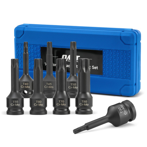 Orion Motor Tech Torx Bit Socket Set, 8pc 1/2" Drive Impact Torx Bit Socket Set T30 T40 T45 T50 T55 T60 T70 & T80 Sockets, Cr-Mo Steel Torx Impact Socket Set for Fastener Replacement with Carry Case