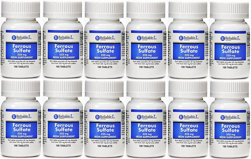 Ferrous Sulfate Iron 325 mg Generic for Feosol 100 Tablets Pack of 12 Ferrous Sulfate Iron 325 mg Generic for Feosol 100 Tablets Pack of 12