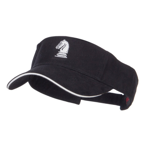 e4Hats.com Chess Knight Embroidered Brushed Visor - Black White OSFM