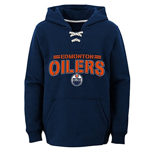NHL Edmonton Oilers Youth Boys Standard Issue Fleece Hoodie, Large(14-16), Navy
