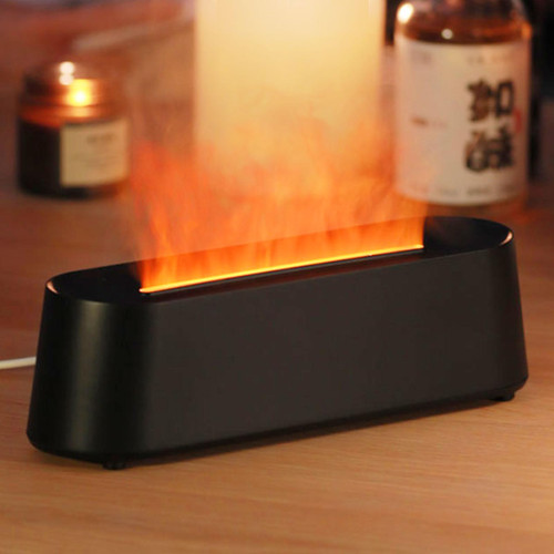 Flame Essential Oil Diffuser, Air Humidifier with 7 Colors Light, Aromatherapy Diffuser, Oil Diffuser, Aroma Diffusers for Home, Office, Large Room, Timer & Waterless Auto Off 300ml - Black