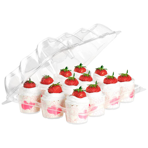 JDYYICZ Plastic Cupcake Containers Disposable 12 Compartment of 12?12 Pack High Dome Cupcake Boxes 12 Cavity, Dozen Clear Cupcake or Muffin Holder Container with Lid for Transport