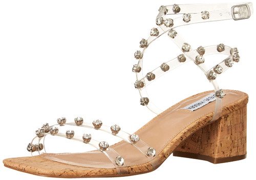 Steve Madden Women's Invent Heeled Sandal, Clear, 7.5