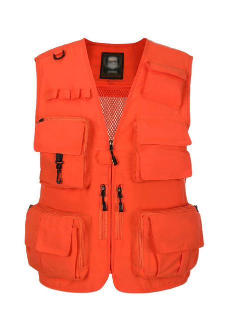 Hbufnha Hunting Vest Blaze Orange Hunter Safety Vest with Multi Pocket for Fishing Travel Photo 02-OR-M