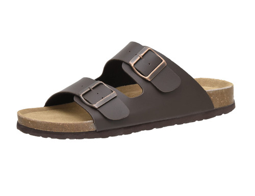 CUSHIONAIRE Men's Lane Cork footbed Sandal with +Comfort, Brown Nappa 10