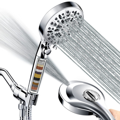 INAVAMZ Handheld Shower Head with Filter:10 Spray Modes High Pressure Shower Head with ON/OFF Pause Switch, 15 Stage Shower Head Filter for Hard Water Remove Chlorine and Harmful Substances