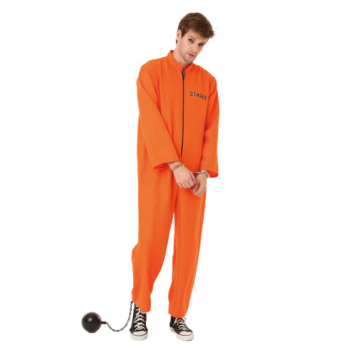 Prisoner Jumpsuit Halloween Costume - Unisex Inmate Jail Costume - Unisex for Adults - Orange X-Large
