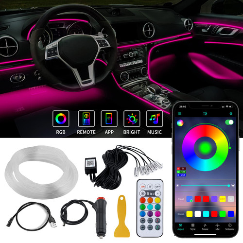 ATREPIN Car LED Interior Strip Lights,RGB 16 Million Colors 6 in 1 Change with The Music, 315" Fiber Optic, Automobile Atmosphere Ambient Neon Lighting Kit -Bluetooth APP Control and Remote Control